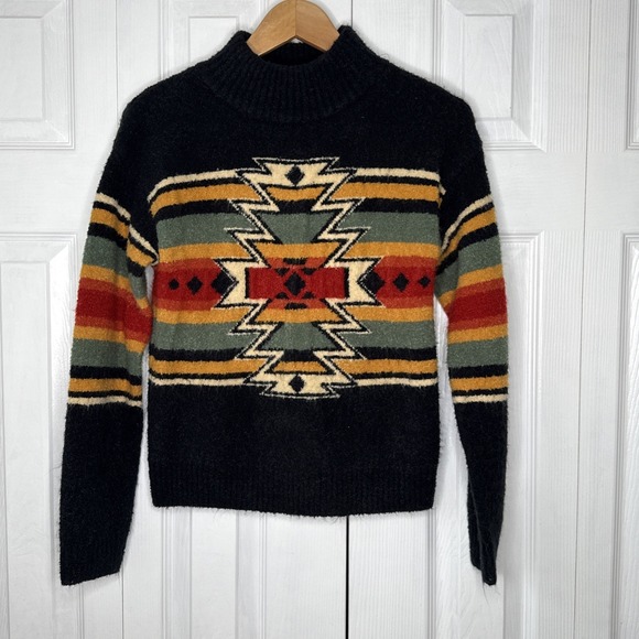 Panhandle Sweaters - Panhandle Sweater Womens S Black R Beige Blue Aztec Western Pullover Cowboy Knit